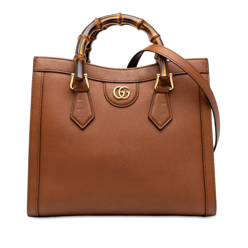 Pre-Loved Gucci Medium Calfskin Bamboo Diana Satchel
